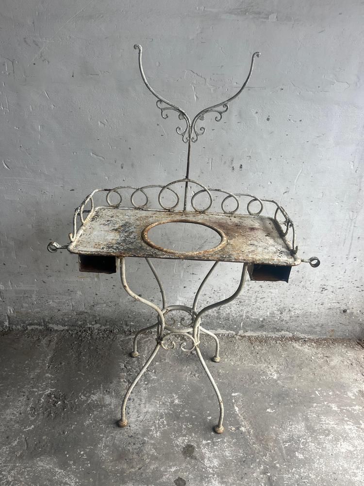 Antique French Wrought Iron Washstand, 19th Century photo vintage