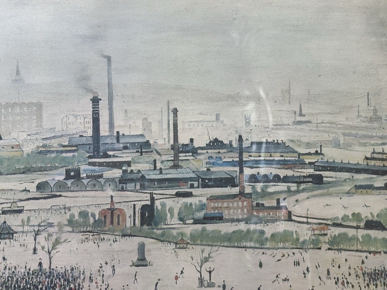 photo furniture Sunday Afternoon "The Battle Of Life" By Laurence Steven Lowry Print On Board