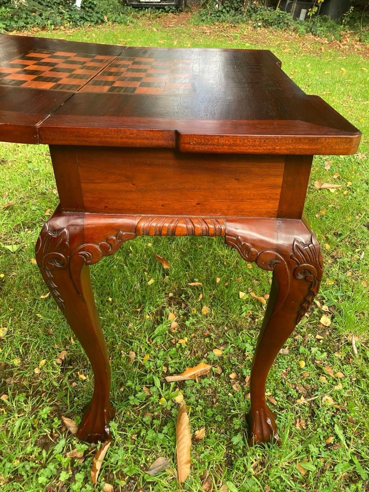 Reproduction Chippendale Style Richly Carved Mahogany Games Table photo buy