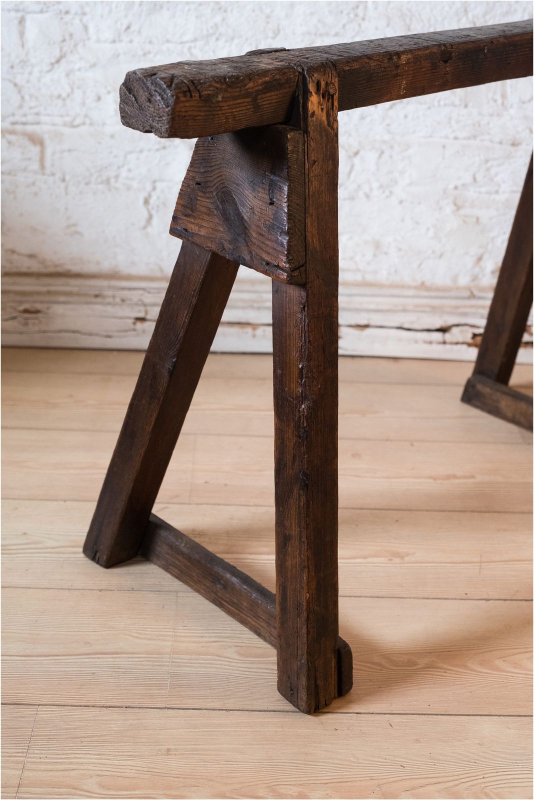 19th Century Scratch Built Wooden Trestle Towel Rail (910) photo 180.0