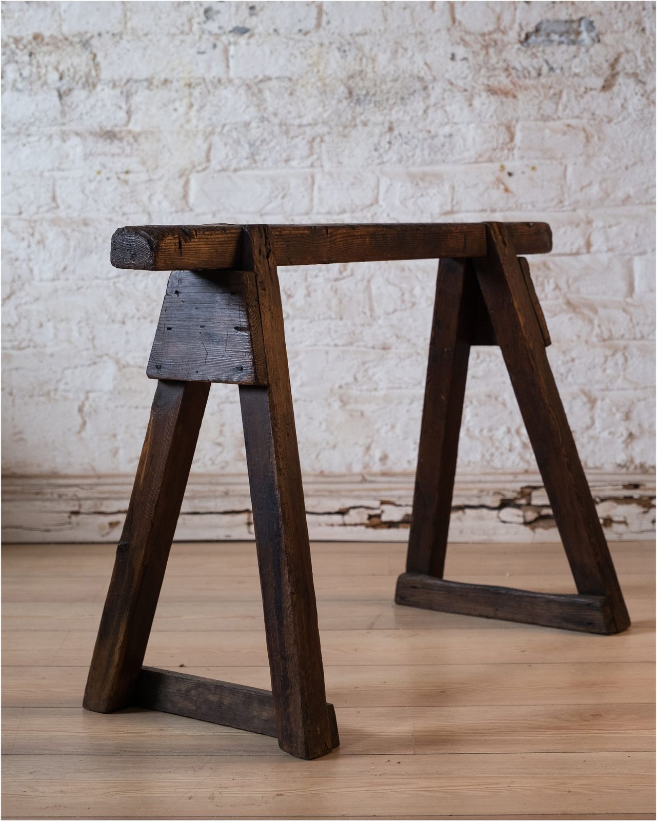 19th Century Scratch Built Wooden Trestle Towel Rail (910) photo vintage