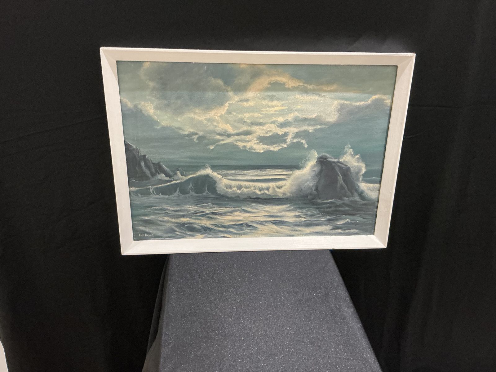 Stormy Cornish Seascape By E. J. Hewitt,  – Dramatic Coastal Oil Painting photo furniture