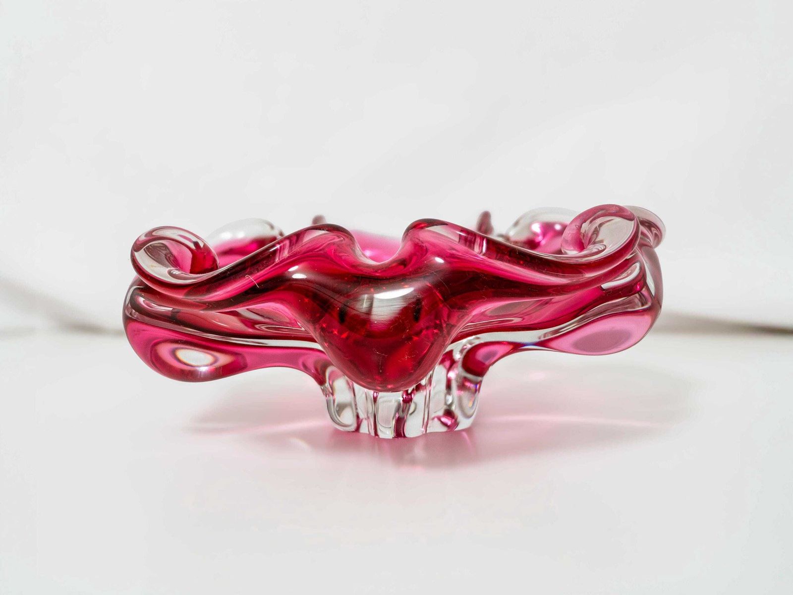 Pink Bohemian Art Glass Dish Bowl By Jozef Hospodka For Chribska Glassworks Czechoslovakia 1960s photo furniture