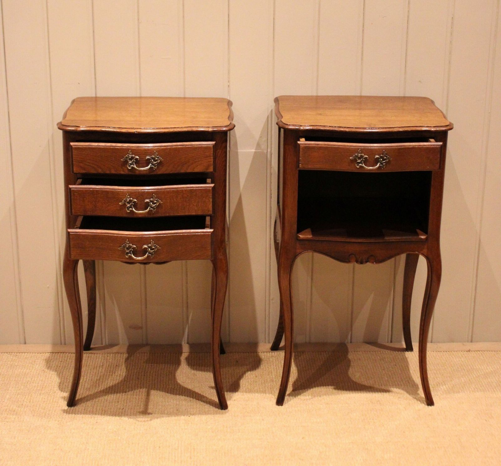Pair Of French Oak Bedside Cabinets photo for sale