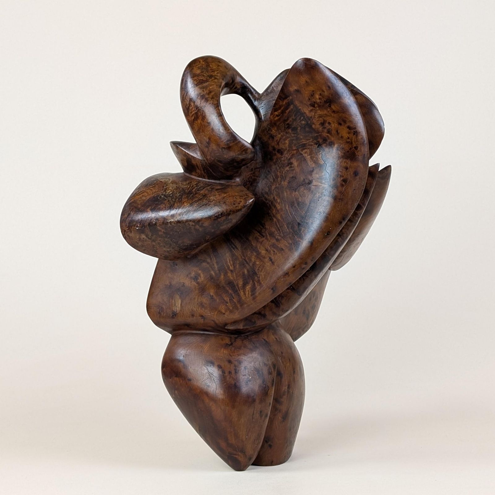 Thuya Burl Abstract Sculpture: Large Mid Century Modern Organic Aromatic Rootwood Figure Art Carving photo for sale