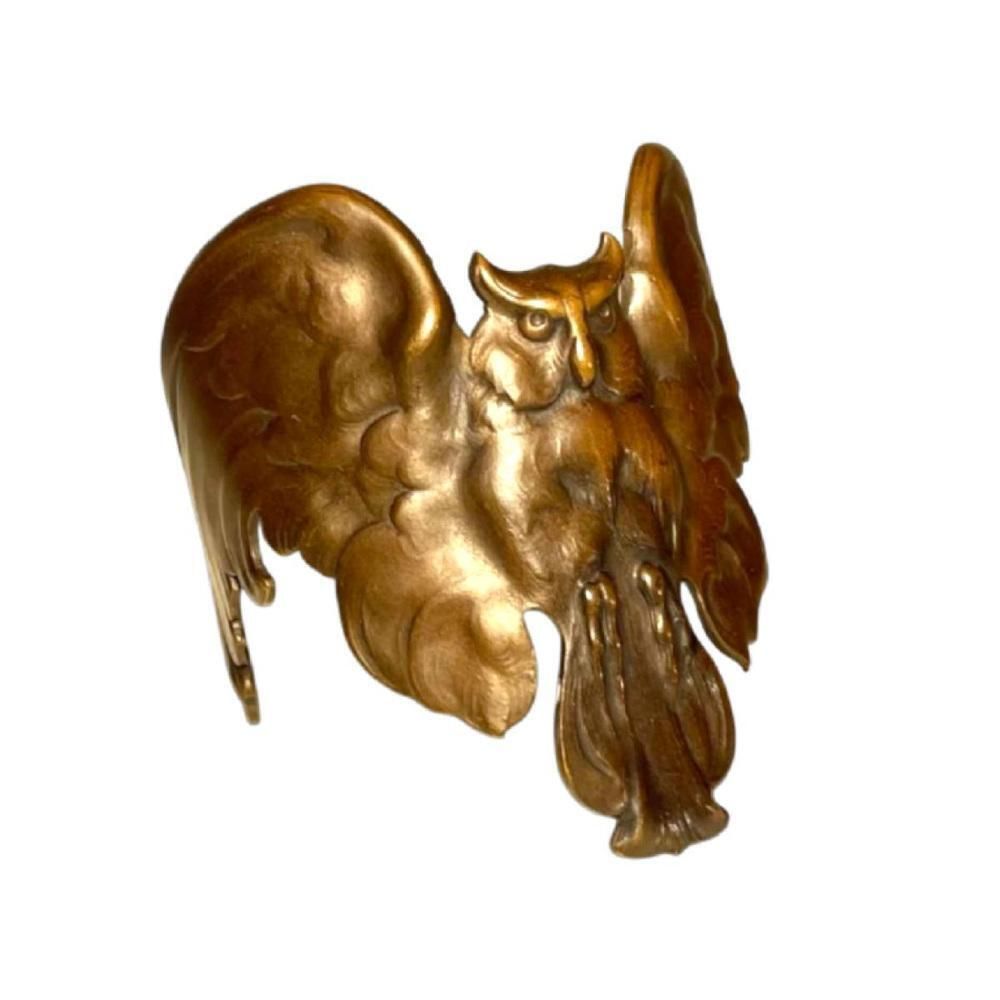 Kunst Art Nouveau Armband Uil Met Gespreide Vleugels Brons Met Koperen Patina photo