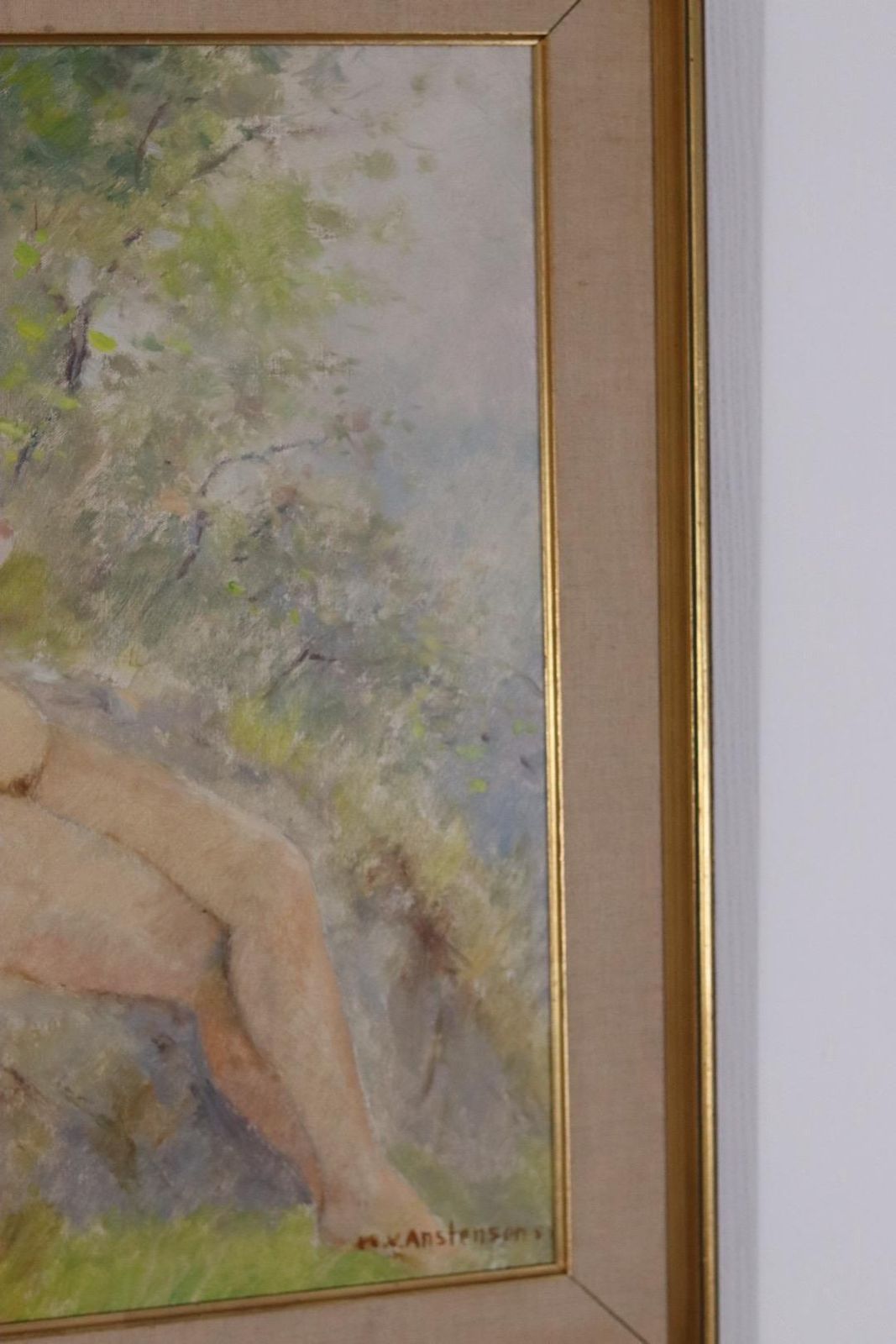 Original Norwegian Oil On Canvas – “Sitting Woman” By Karl Vilhelm Anstensen – Signed & Framed – 66 × 74 Cm (26.0" × 29.1") photo Art