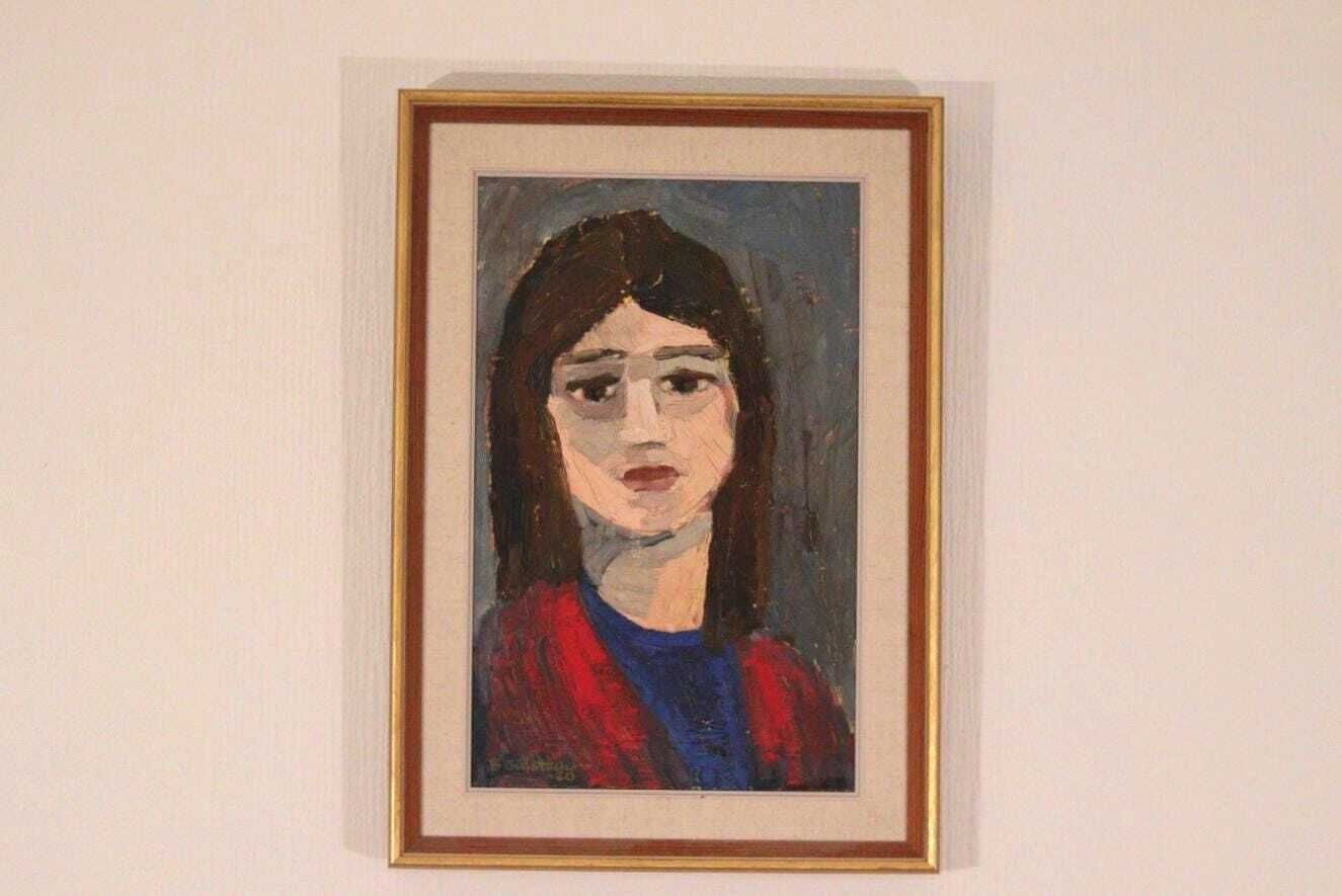 Original Swedish Oil On Canvas – “Gaze Beyond The Canvas” By Björn Gidstam – Signed & Framed – 54.5 × 38.5 Cm (21.5" × 15.2")