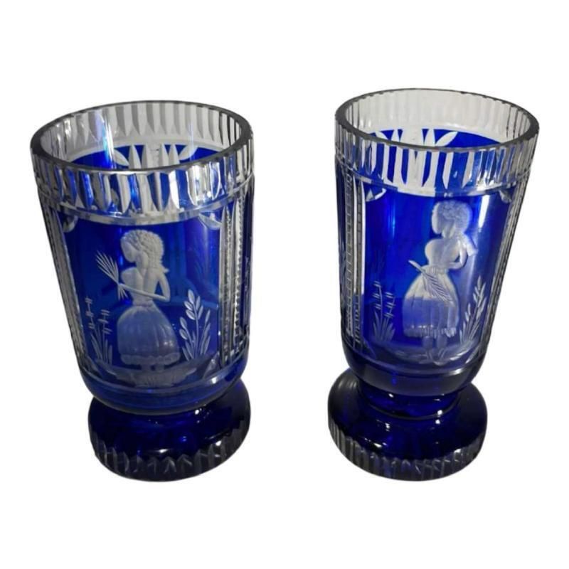 Boheems Kristallen Glazen, 1900, Set Van 2