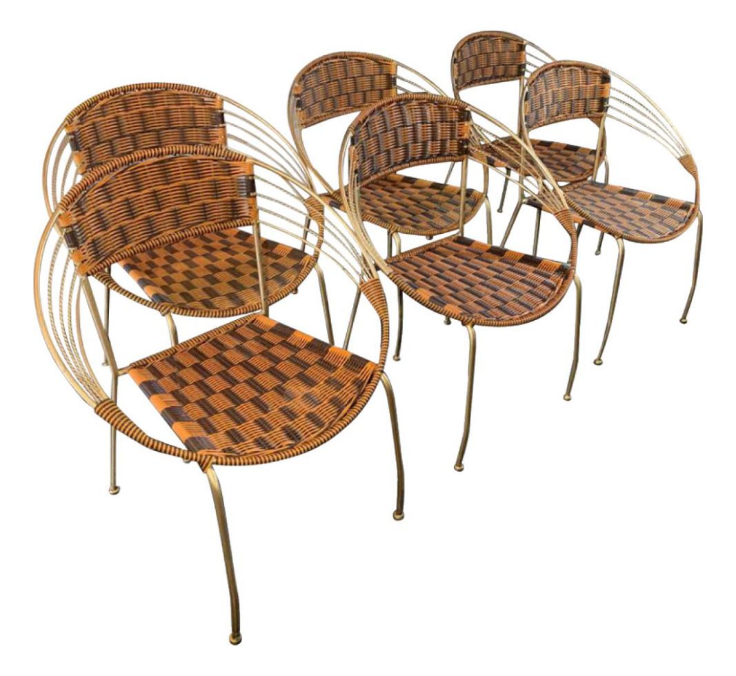 Vintage Italiaanse Scoubidou Fauteuils Voor Tuin Of Terras, Ca. Jaren 1950, Set Van 6