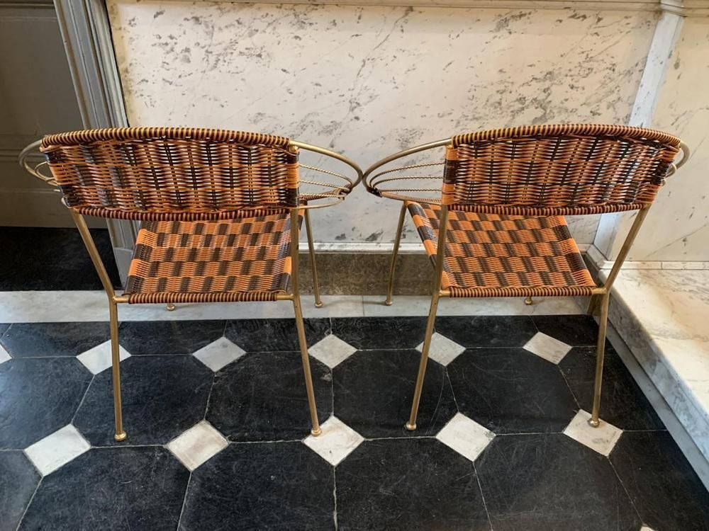 photo for sale Vintage Italiaanse Scoubidou Fauteuils Voor Tuin Of Terras, Ca. Jaren 1950, Set Van 6