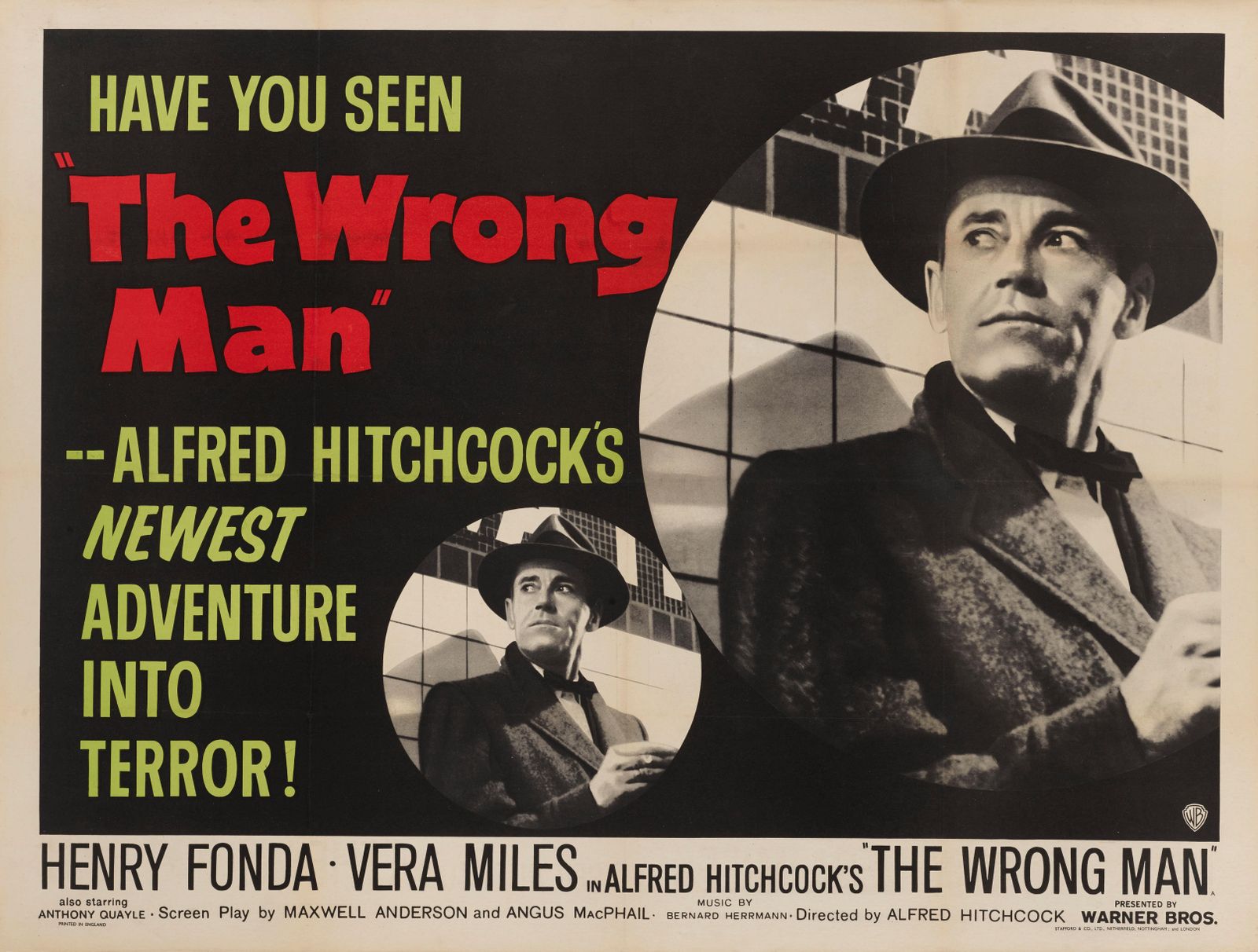 "The Wrong Man" Original British Film Poster photo Art