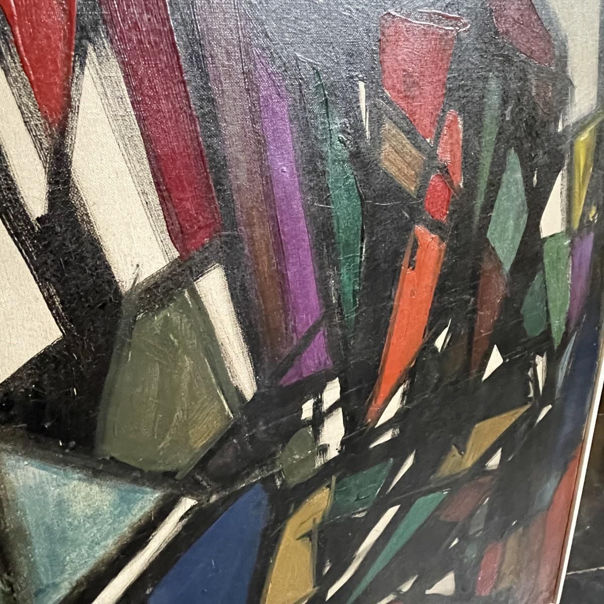 Ferdinand Vonck, Abstract Composition, Oil On Canvas, 1950s photo vinterior