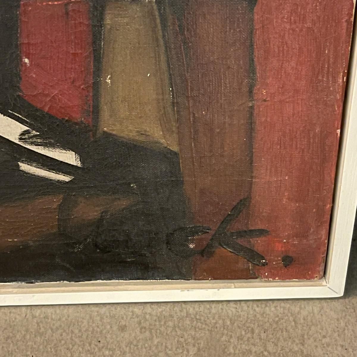 2056.0 Ferdinand Vonck, Abstract Composition, Oil On Canvas, 1950s photo