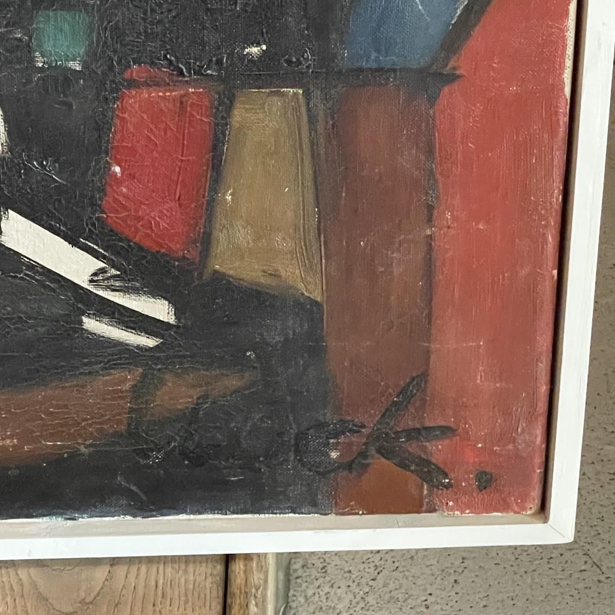 photo vinterior Ferdinand Vonck, Abstract Composition, Oil On Canvas, 1950s