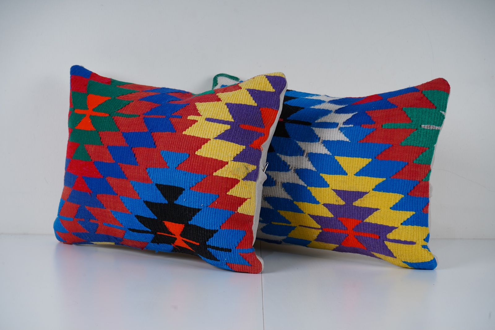 Turkish Kilim Pillow Set, Bohemian Tribal Accent Cushions photo furniture