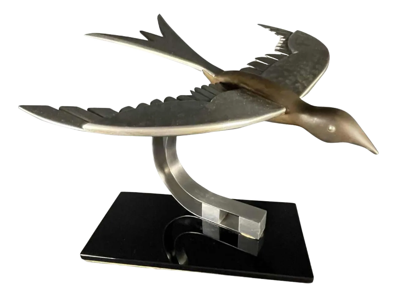 Art Deco Metal Sculpture Of Bird, 1930s