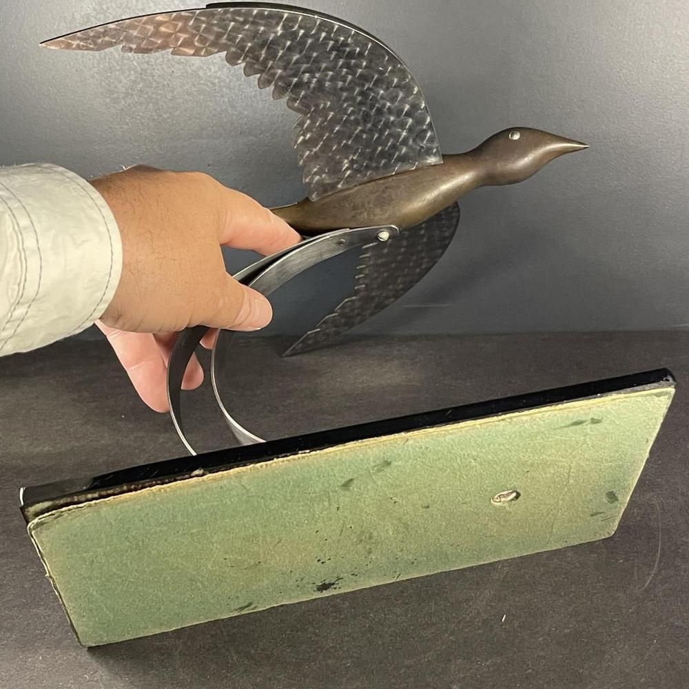 Art Art Deco Metal Sculpture Of Bird, 1930s photo