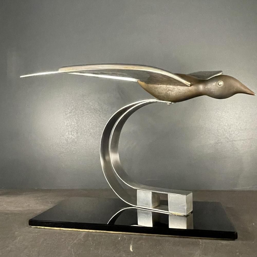 834.0 Art Deco Metal Sculpture Of Bird, 1930s photo