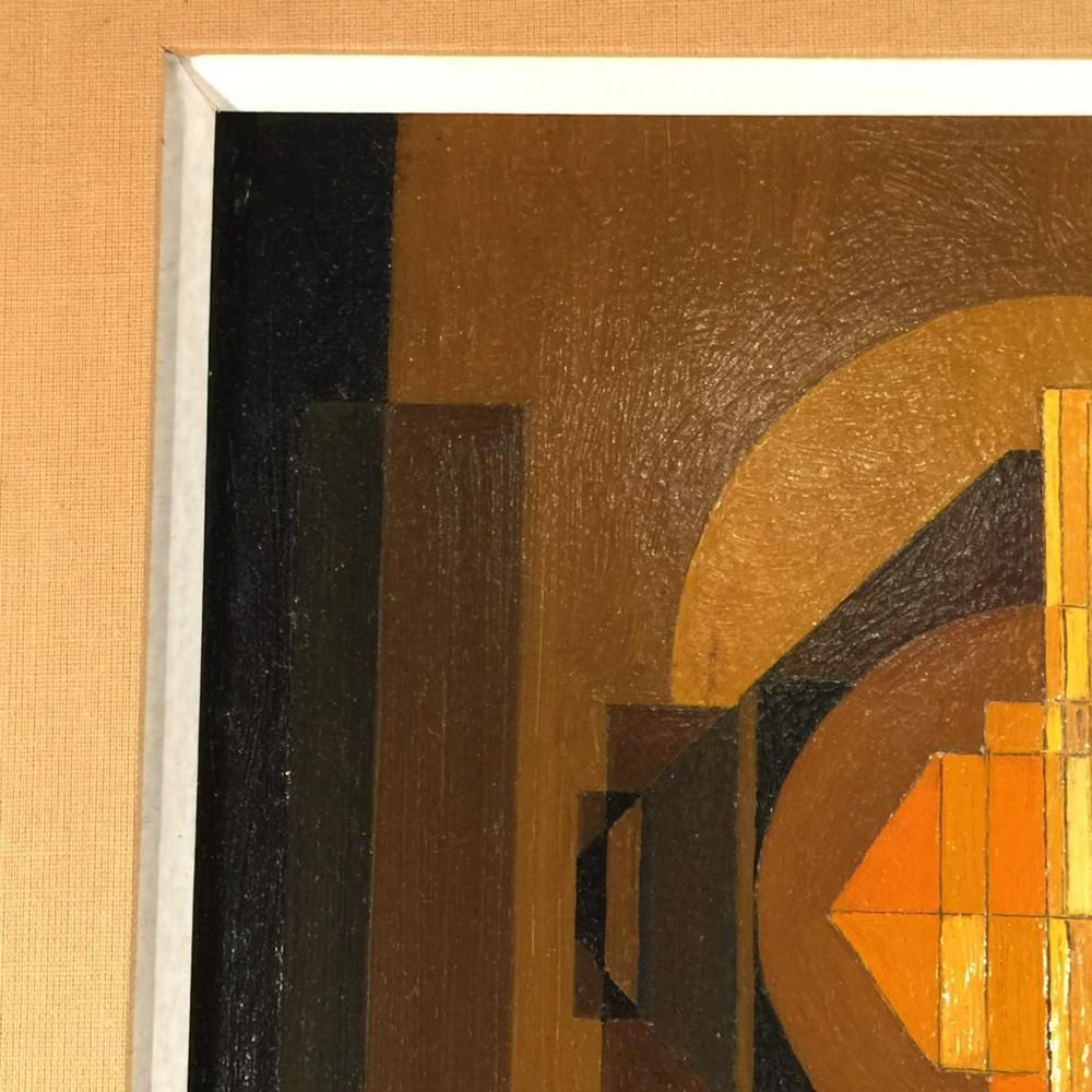 photo furniture Jean Boquet, Geometric Abstraction, Oil On Panel, 1940s