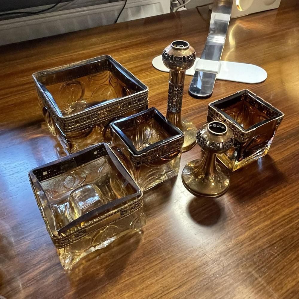 Smoked Brutalist Glassware Set By Timo Sarpaneva For Oy Kumela Ltd, 1972, Set Of 12 photo 723.0
