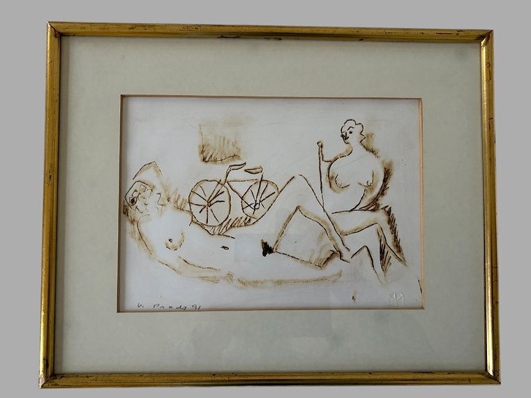 V. Prado (Mexican, 1991) – Pair Of Modernist Figurative Drawings photo furniture