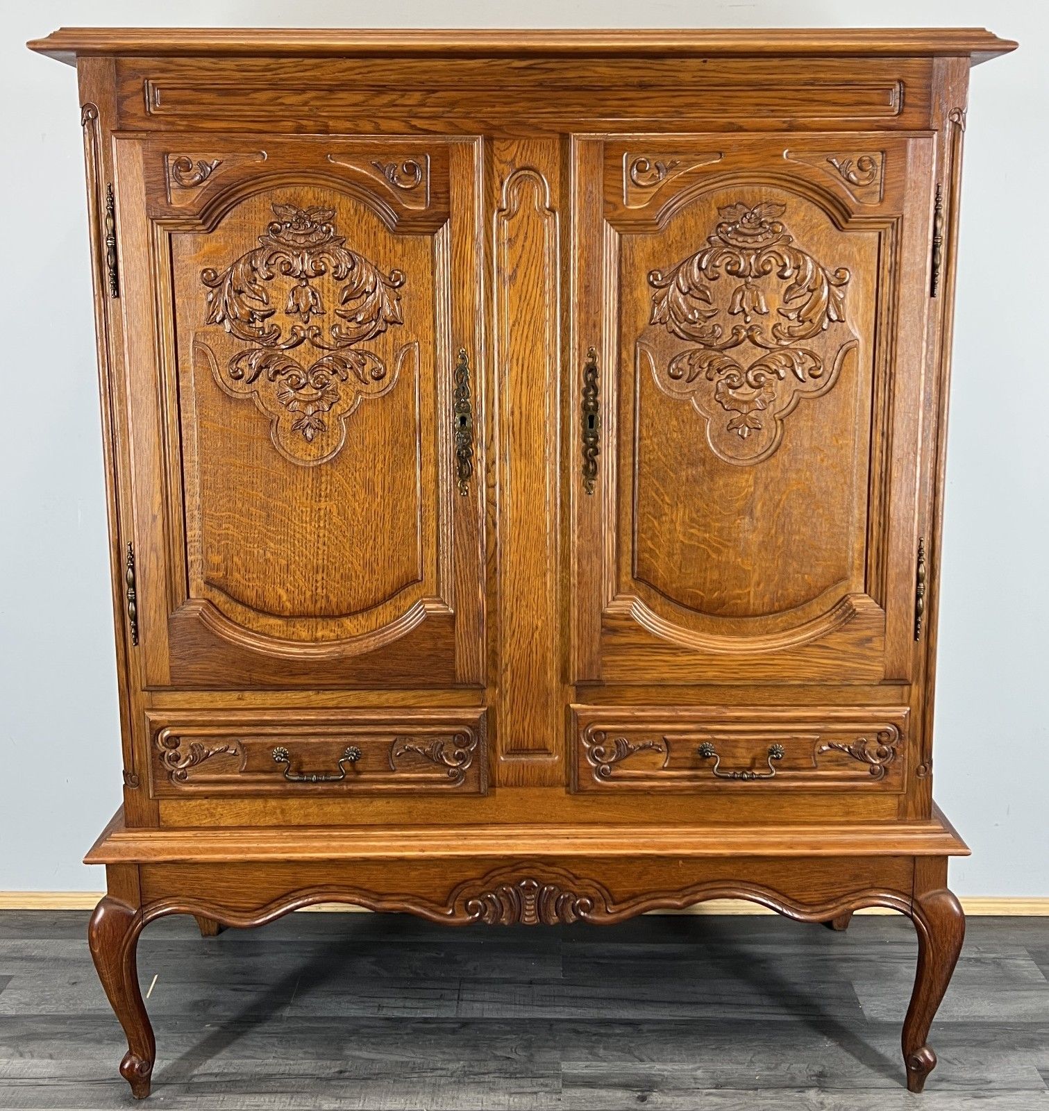 Cabinet Vintage French Louis XIV Oak Sideboard With Carved Cupboard Lot 4471 photo furniture