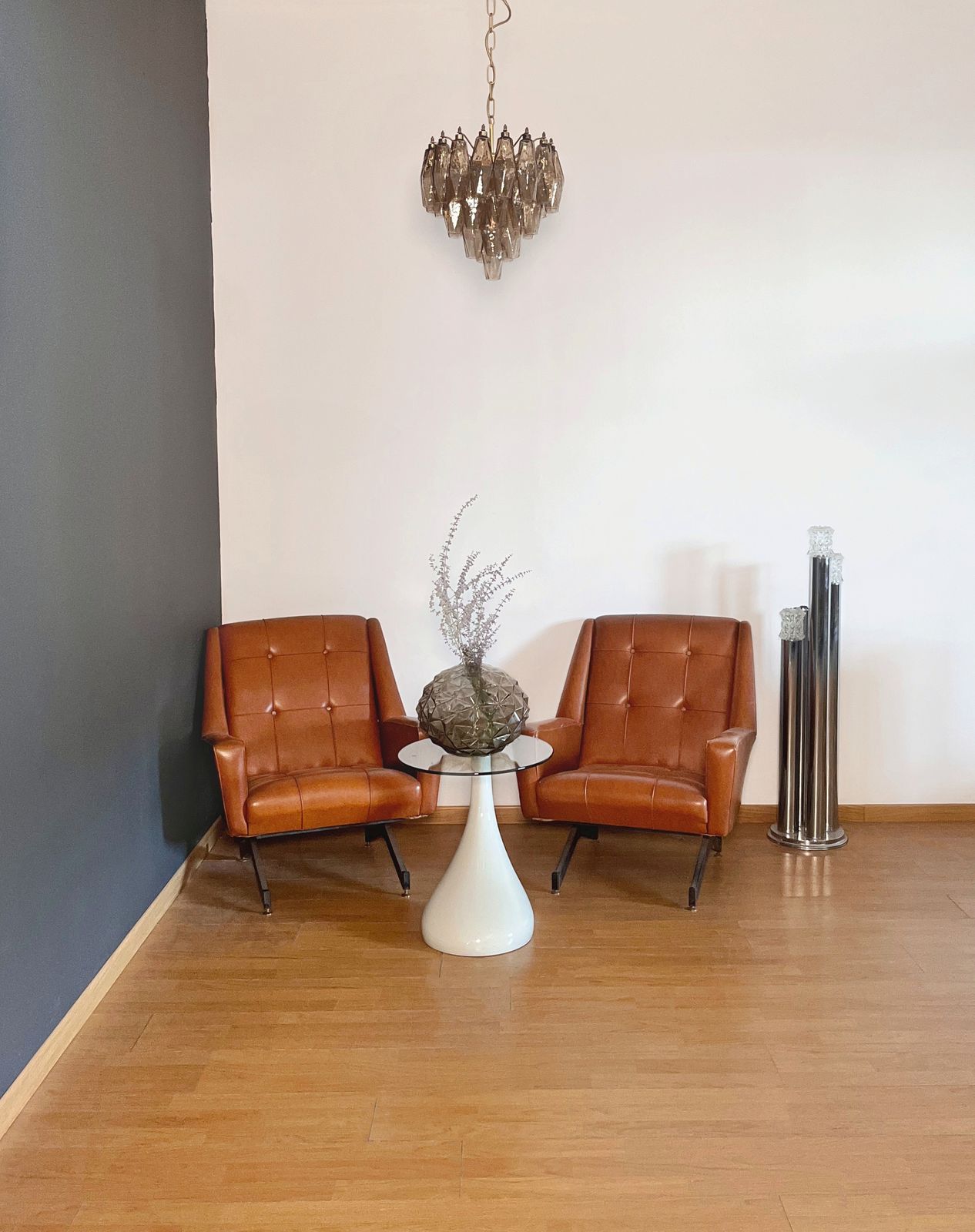 Elegant Murano Poliedri Chandelier   Carlo Scarpa Design   Smoked Glasses photo for sale