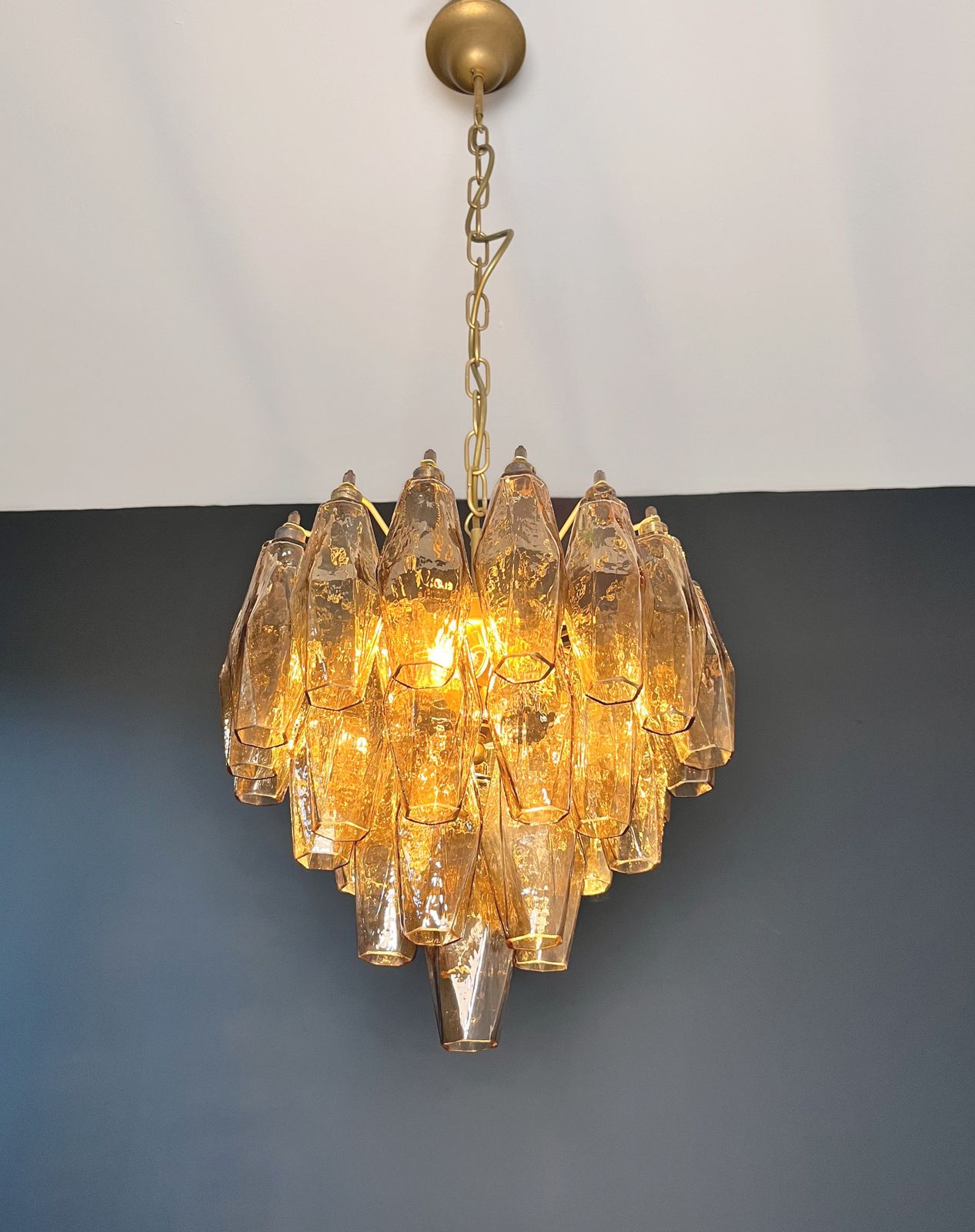 Elegant Murano Poliedri Chandelier   Carlo Scarpa Design   Smoked Glasses photo 805.0