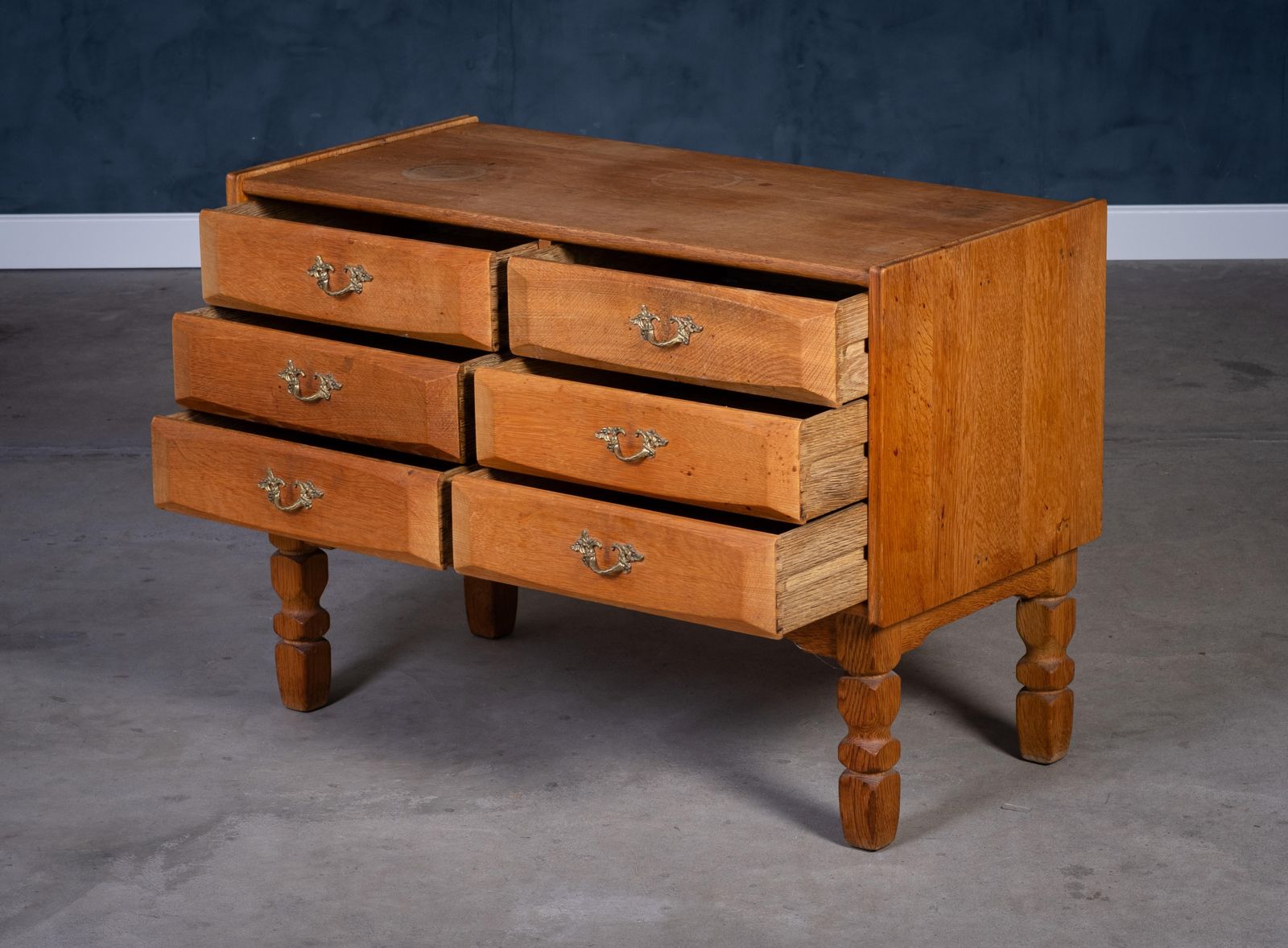 Brutalist Oak Chest Of Drawers By Henning Kjærnulf, 1970s photo Furniture