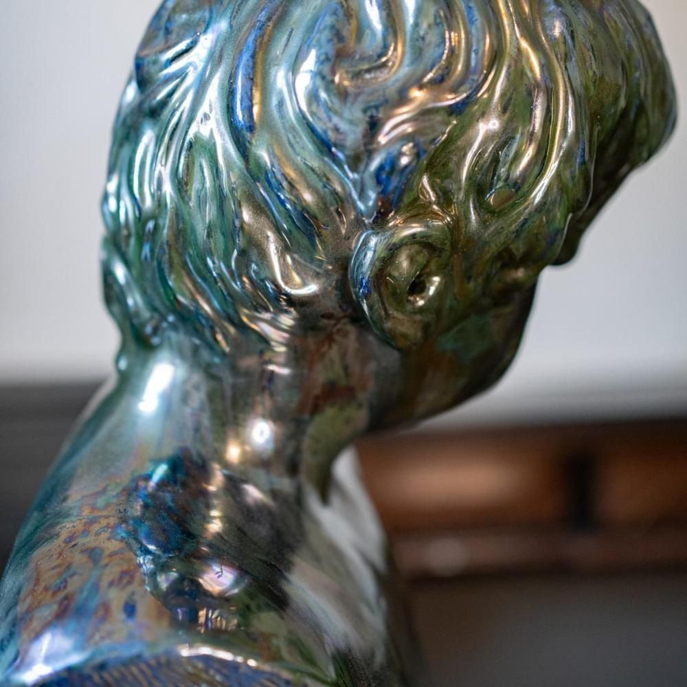 Bust Of A Young Boy In Salted Stoneware By Louis Gustave Cambier & Roger Guerin, 1925 photo buy