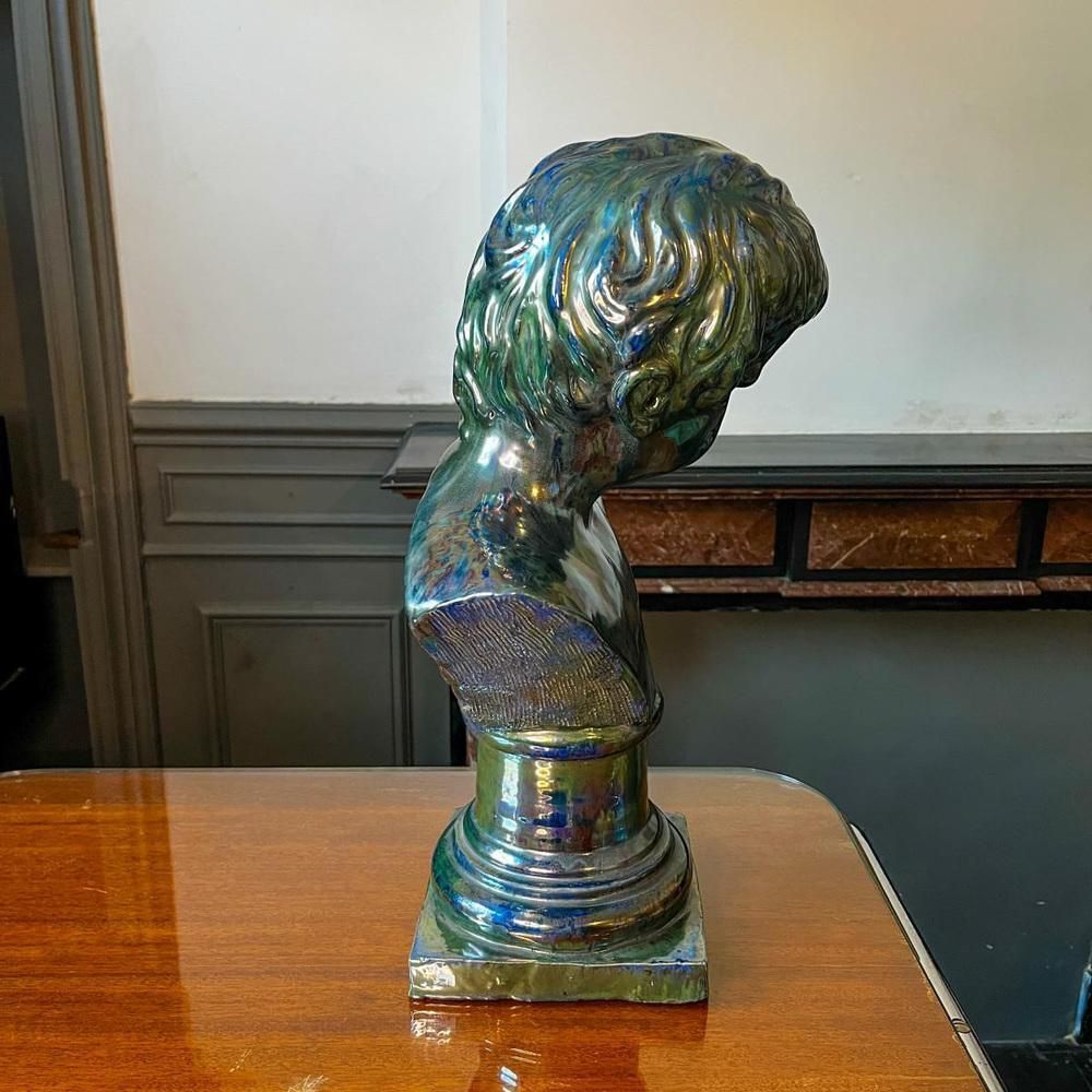 photo furniture Bust Of A Young Boy In Salted Stoneware By Louis Gustave Cambier & Roger Guerin, 1925