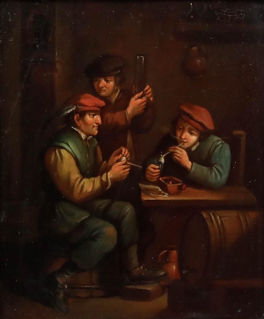 Follower Of David Teniers (1610 1690) 20th Century Oil, Tavern Scene photo furniture