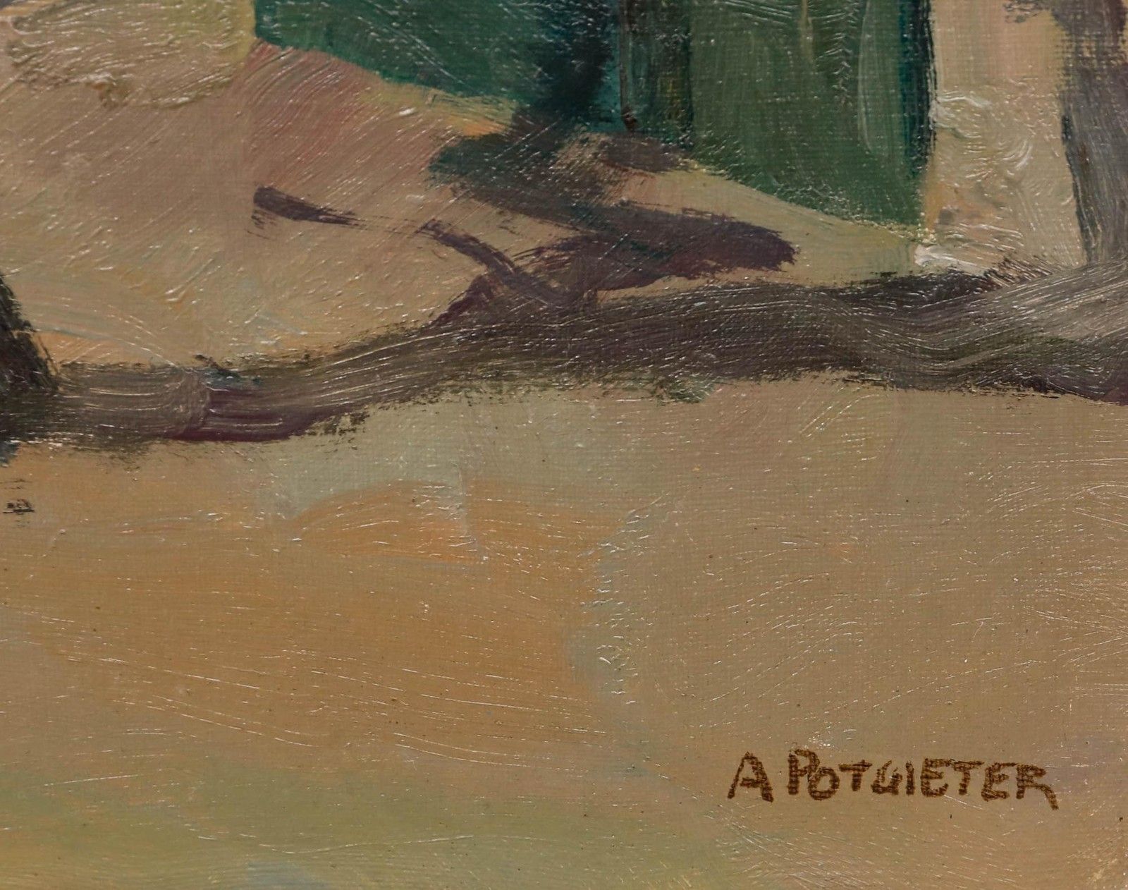 Adam Potgieter (1899 1982) Mid 20th Century Oil, Winter Sun photo vinterior