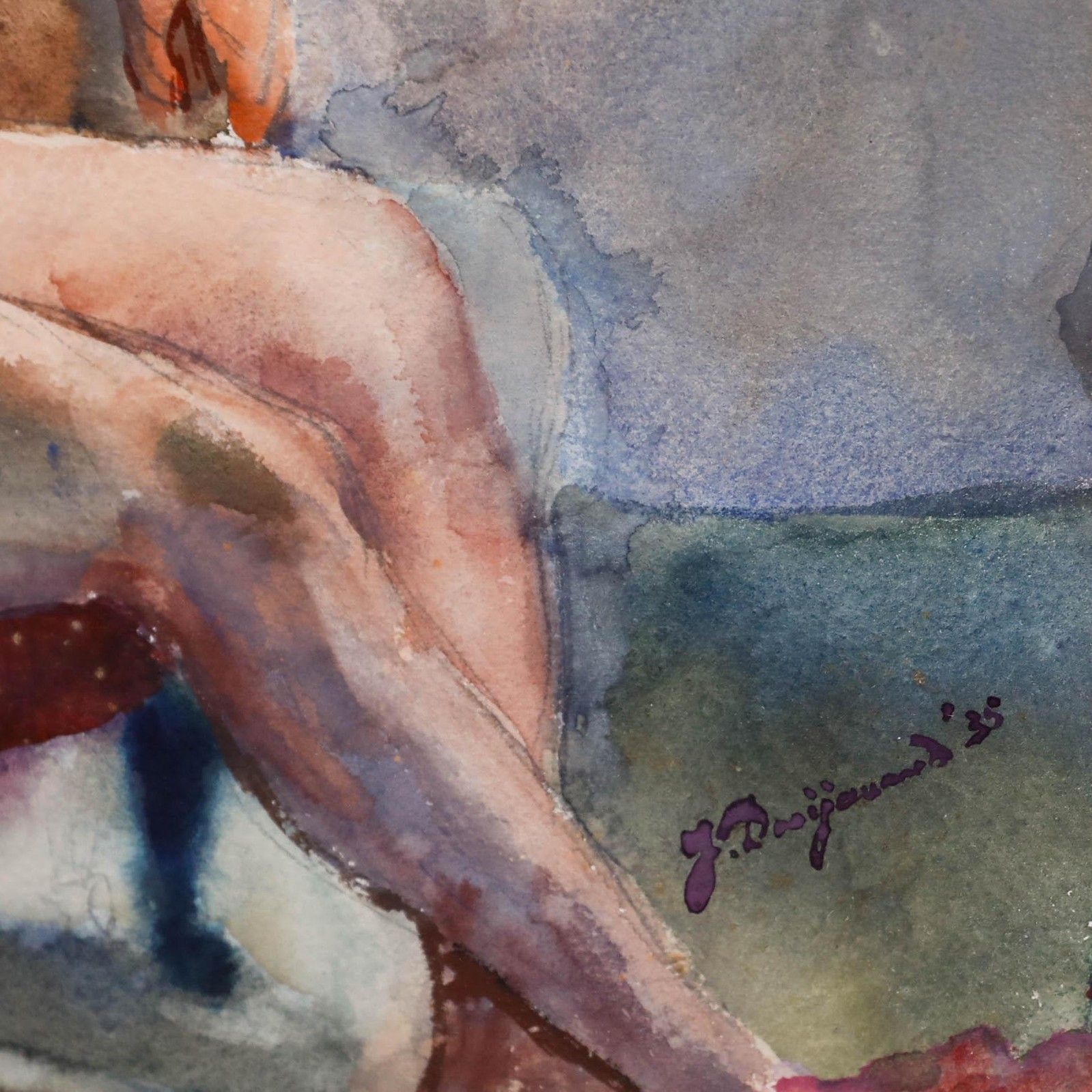 Jacob Dooijewaard (1876 1969) Framed 1935 Watercolour, Nude In An Armchair photo vinterior