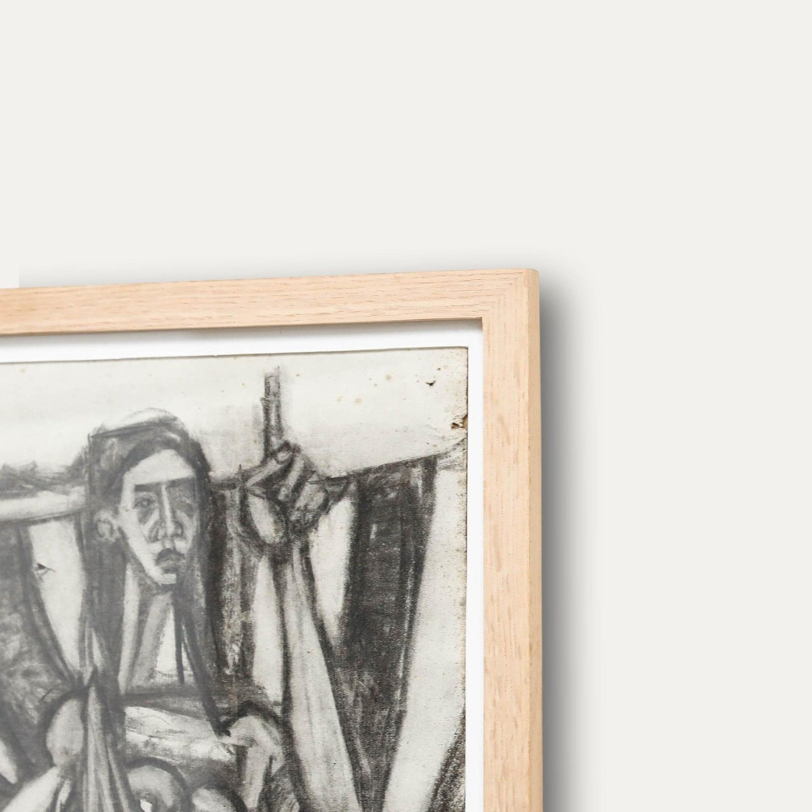 Christian Julia (1921 1991) Mid 20th Century Charcoal Drawing, Lady Spinning photo 250.0