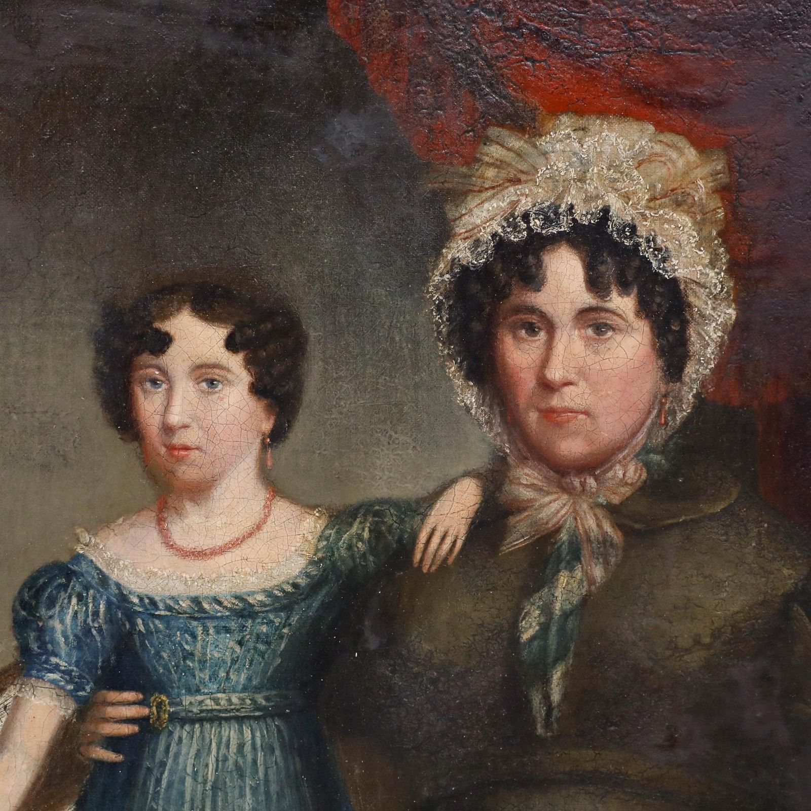 Framed 19th Century Oil Mother And Daughter By The Piano photo for sale