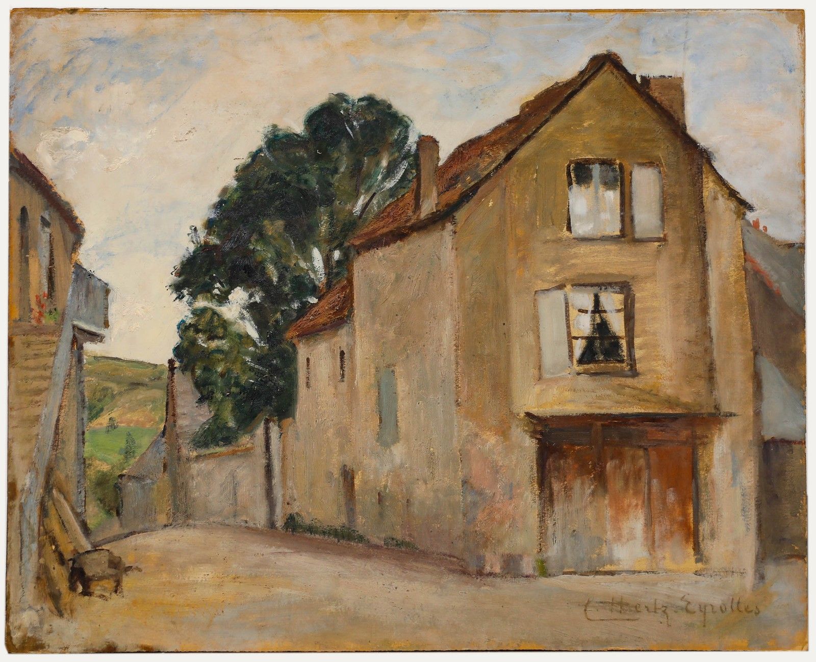 Cecile Hertz Eyrolles (1875 1974) Etching, Road To The Village