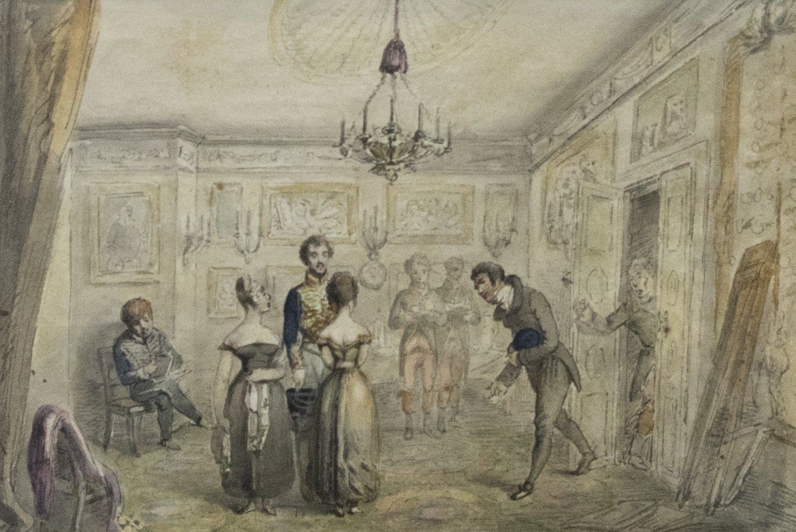 Early 19th Century Watercolour Hussar Officer photo furniture
