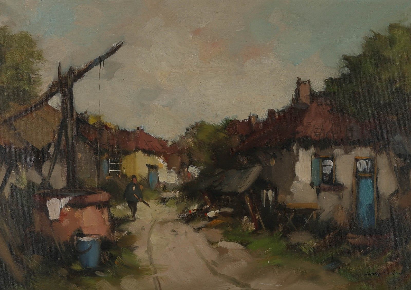 Harry Kooren Early 20th Century Oil, Figure In A Farmyard photo furniture