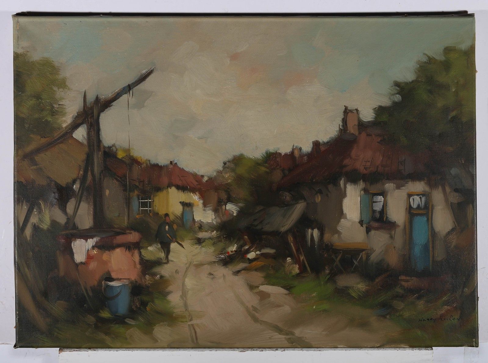Harry Kooren Early 20th Century Oil, Figure In A Farmyard photo Art