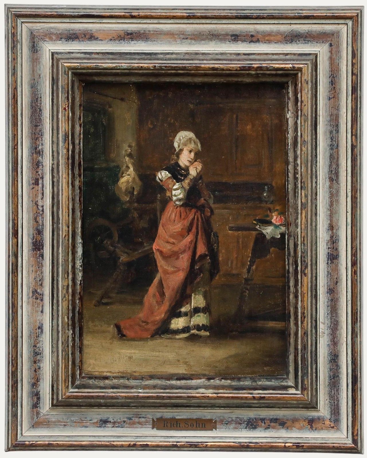 Follower Of Paul Edouard Richard Sohn (1834 1912) Framed Oil, Betende
