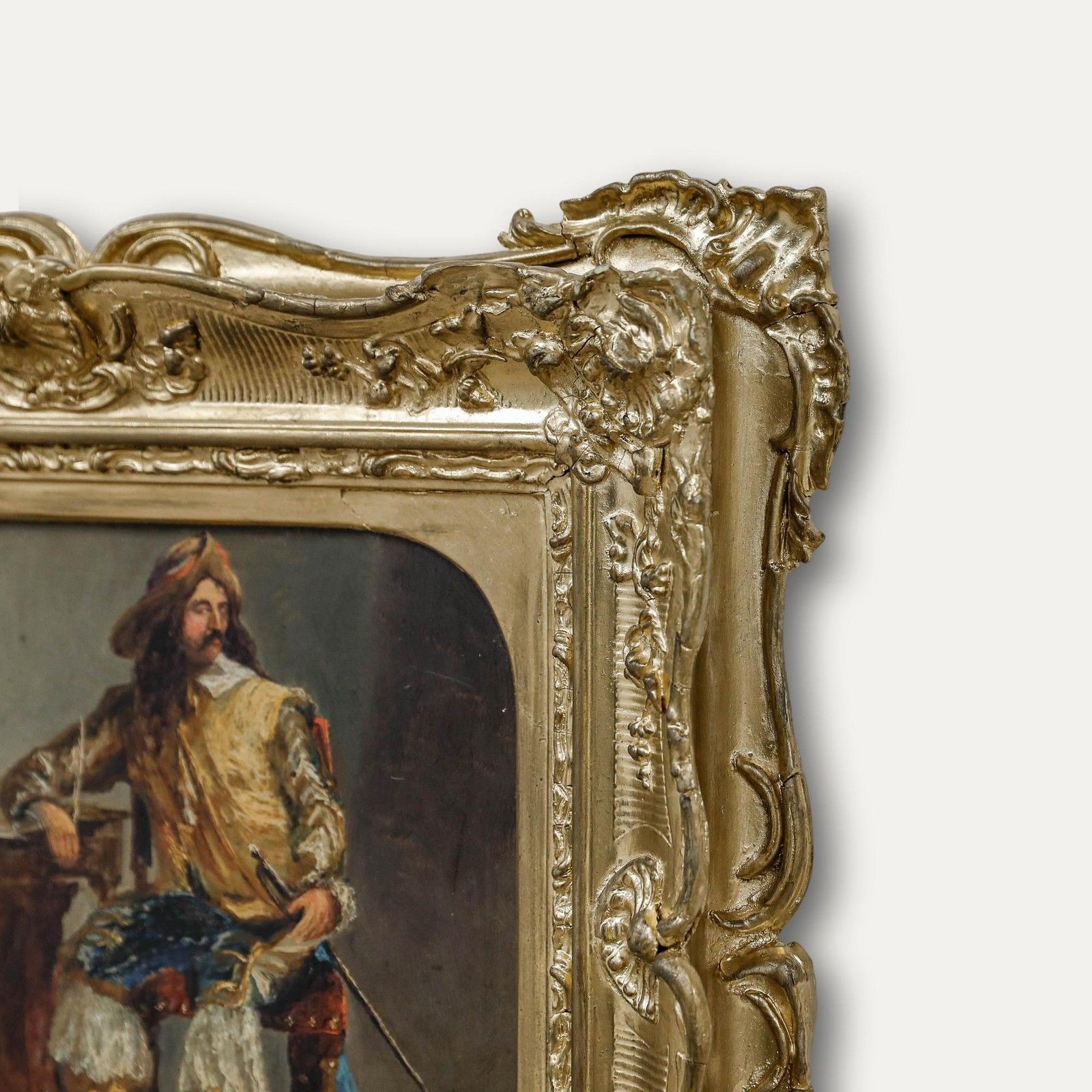 Follower Of F.H. Henshaw (1807 1891) Oil, A Cavalier At The Time Of Charles II photo vinterior