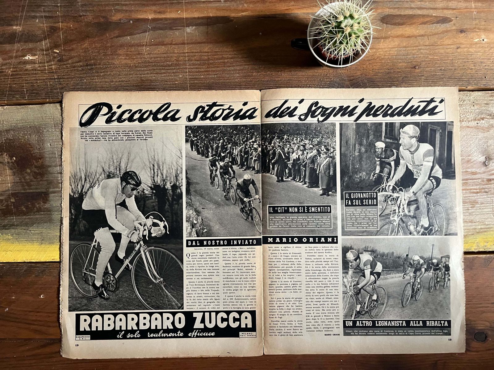 Vintage Cycling Print   1953 Milan San Remo Fausto Coppi