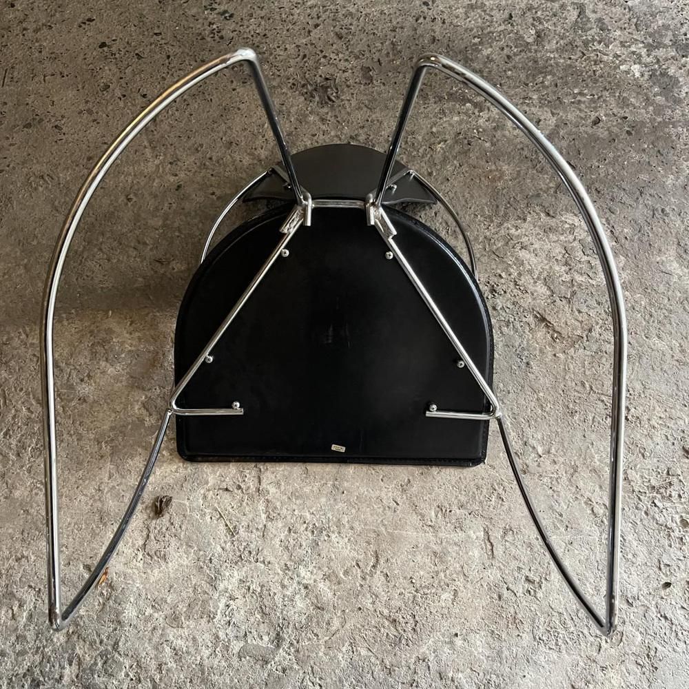 Vintage Chromed Steel & Black Skai Chairs, 1980s, Set Of 4 photo vinterior