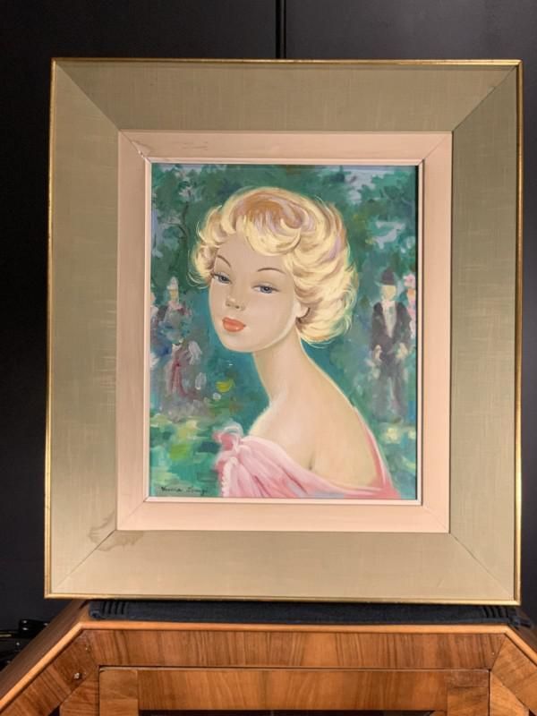 Lucia Longi, Portrait Of A Young Woman, Oil On Canvas, 1950s photo furniture