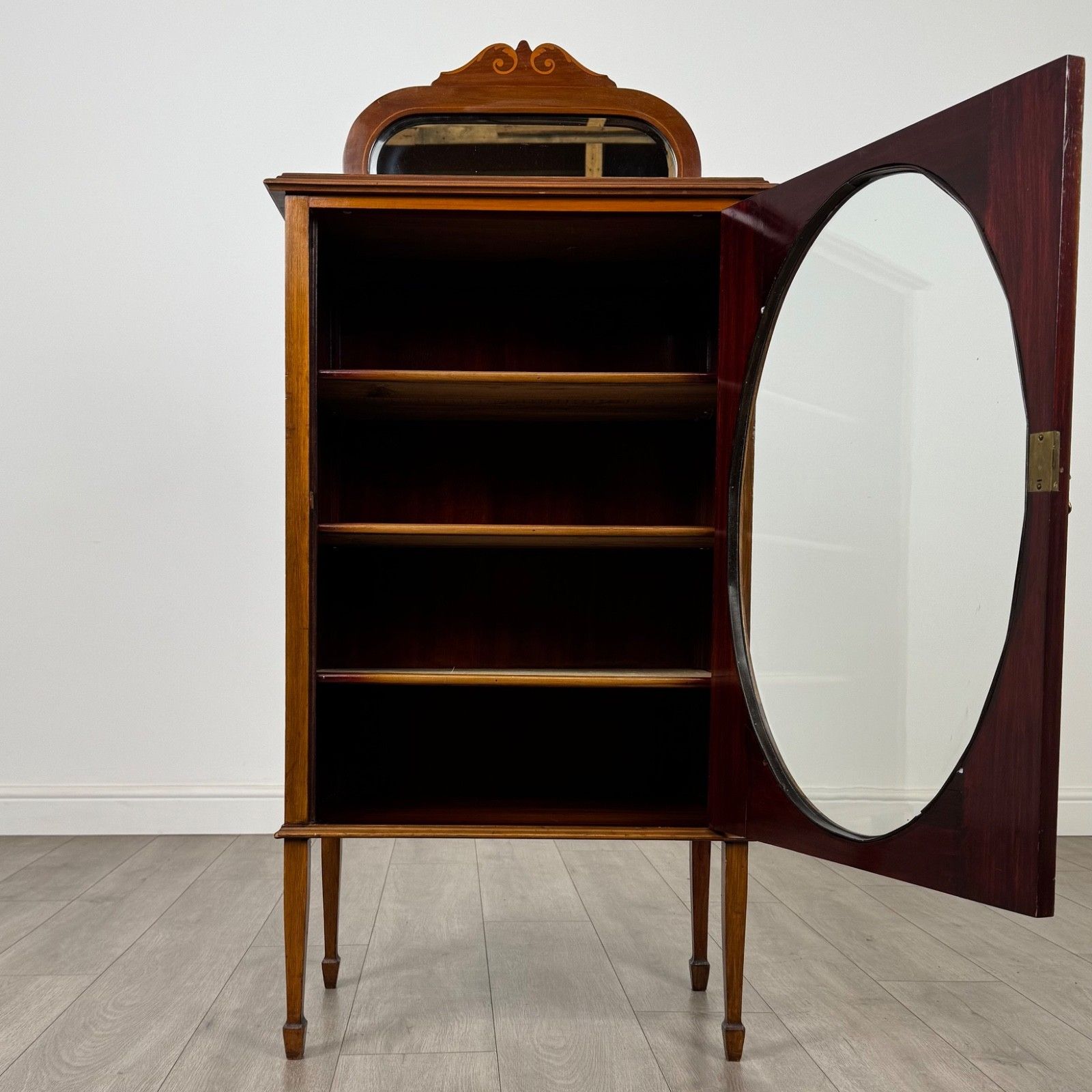 Antique 20th Century Inlaid Display Cabinet In Mahogany photo furniture