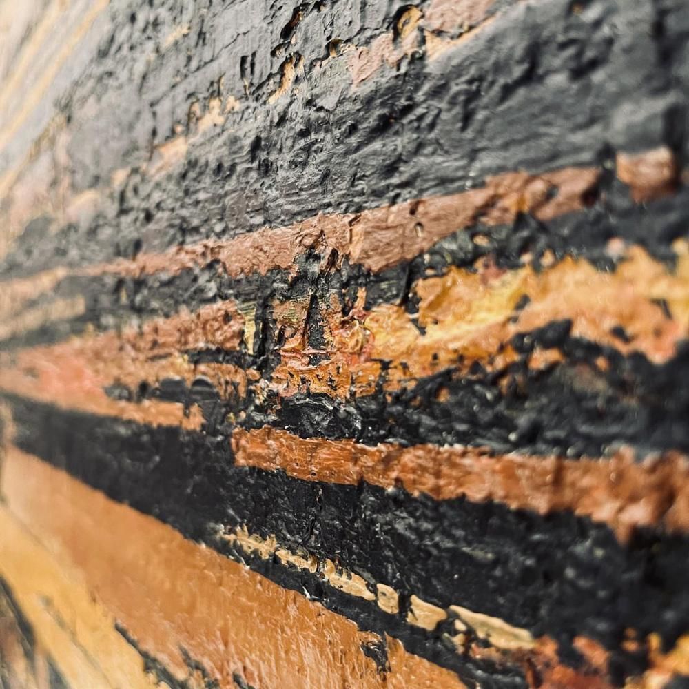 Serge Detriaux, Abstract Orange And Black Composition, Oil On Panel, 1998 photo Art