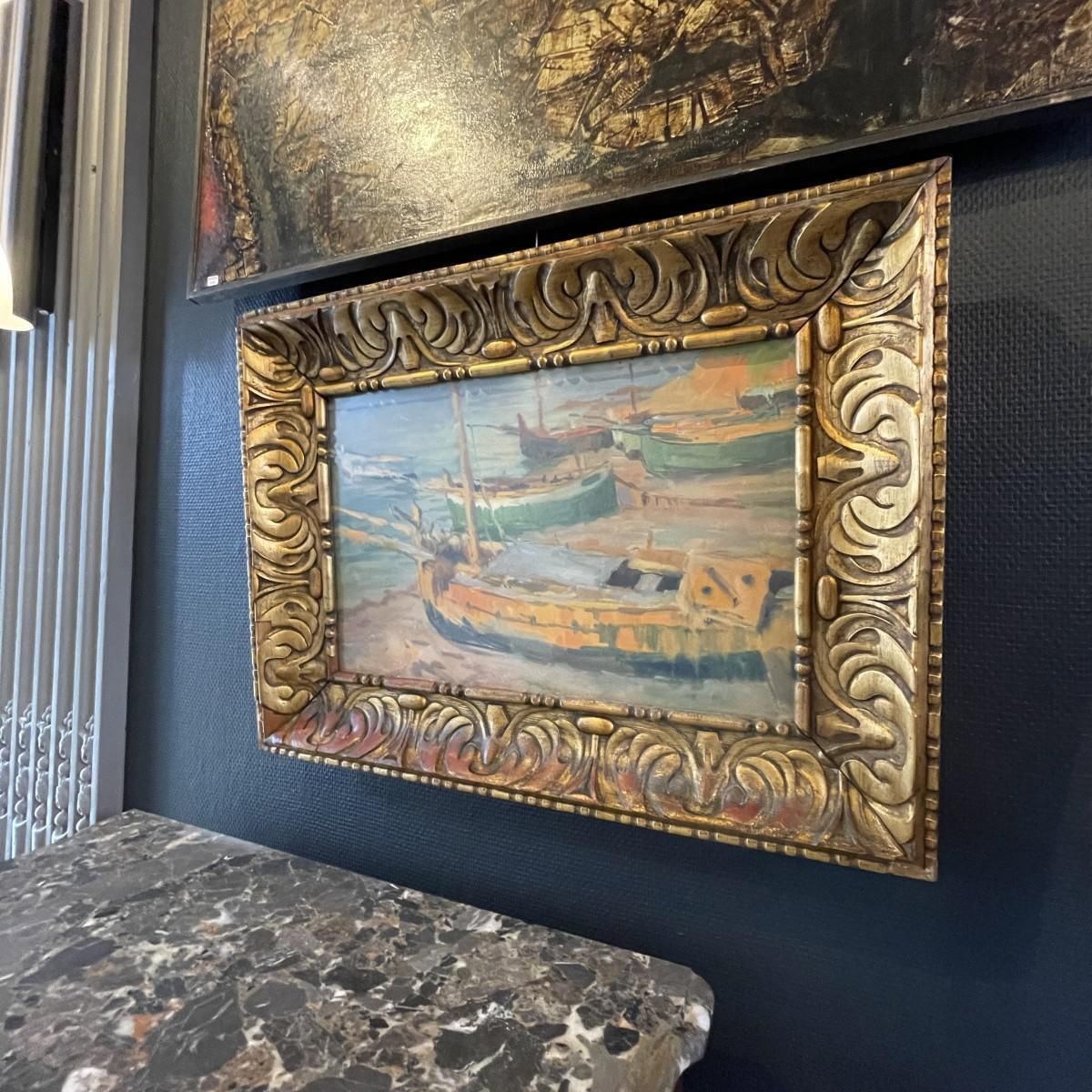 photo furniture Jules Van De Leene, Stranded Boats, Gouache, Jaren 1920