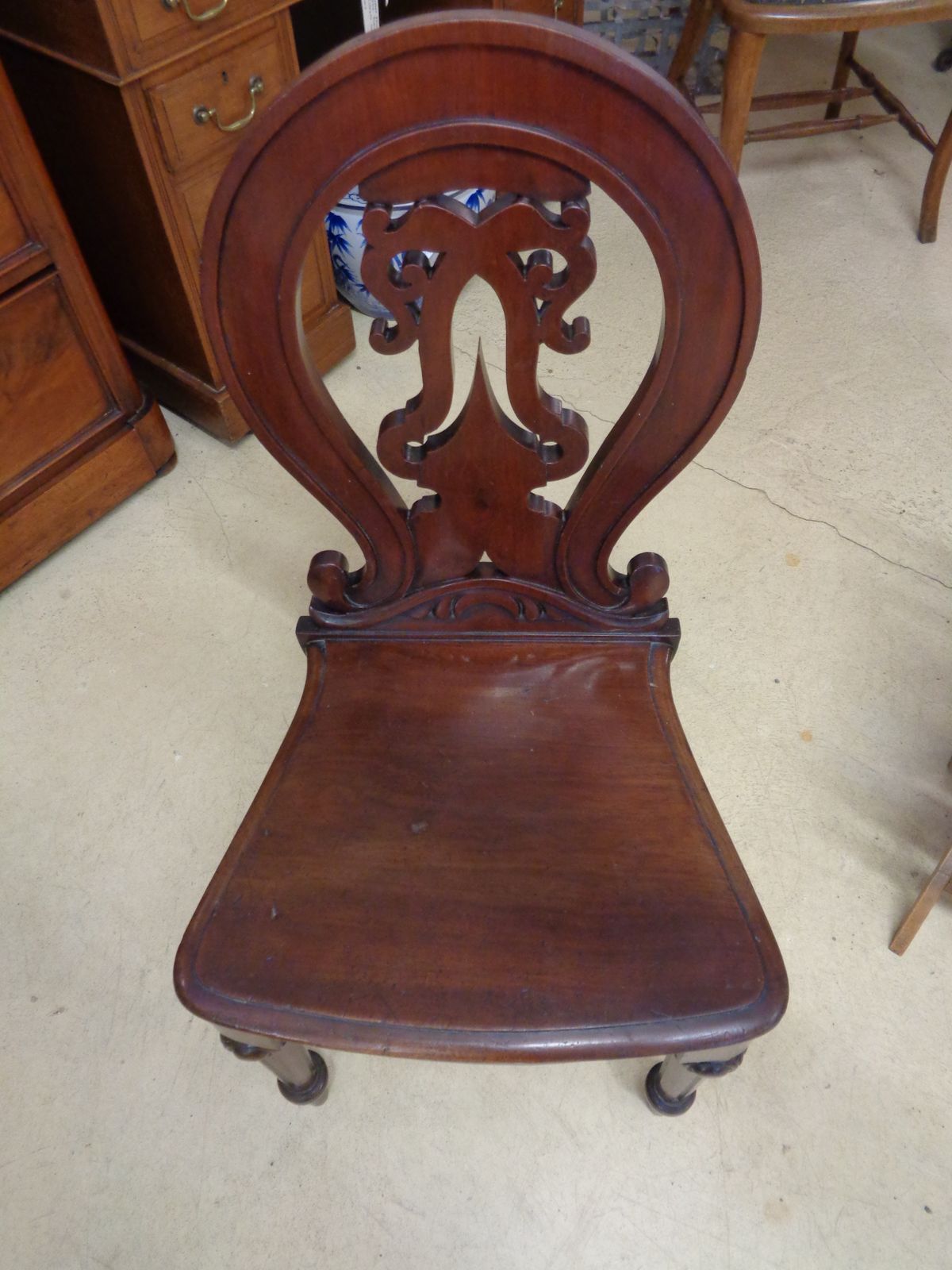 Heavy Mahogany Hall Chair, Mid 20th Century photo buy